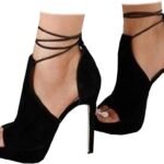 Women Peep Toe Platform Heels Sexy Sandals Strappy Lace Up Tie Stilettos Dress Pumps Shoes