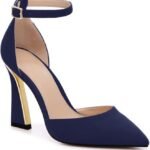 Women Pumps Point Closed Toe Heels Buckle Ankle Strap  Heeled Sandals