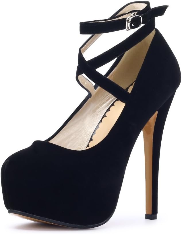 51nDod2ByhL._AC_SL1000_.jpg Women Ankle Strap Platform Party Closed Toe Dress High Heels Pumps - Image 1