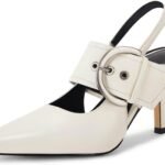 Women Slingback Pumps Closed Pointed Toe High Heels Belt Buckle Strap Dressy Work Shoes