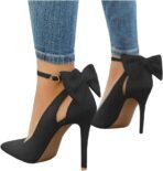 Women Pointed Toe High Heels Ankle Strap   Shoes Bow Wedding Bowtie Back Dress Sandals