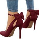 Women High Heels Bow Tie Back Sexy Stiletto Ankle Strap Wedding Dress Pumps Shoes