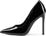 Women High Heels 4 inch Stiletto Pumps Sexy Pointed Toe Patent Leather Slip On High Heel Dress Evening Party Pump Shoes - Image 2