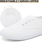 Women Classic White Sneakers,Low Top White Canvas Shoes,Lightweight Casual Canvas Sneakers - Image 2