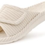 Orthopedic House Slippers for Women Adjustable Arch Support Indoor Slippers Open Toe Corduroy Bedroom Shoes
