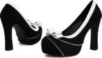 Women  Closed Toe Elegante Pumps Sweet Bow Platform Suede High Heels Shoes - Image 2