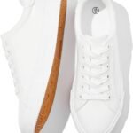 Women Casual Canvas Shoes Low Top  Fashion Sneakers Ladies Canvas Tennis Shoes Lace-Up Comfortable White Canvas Shoes for Girls