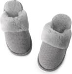 Women Fuzzy Warm Memory Foam Slippers, Cozy Indoor/Outdoor House Slippers with Plush Lining & Non-Slip Sole
