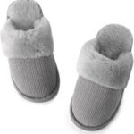 Women Fuzzy Warm Memory Foam Slippers, Cozy Indoor/Outdoor House Slippers with Plush Lining & Non-Slip Sole