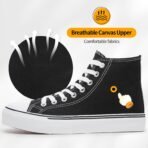 Women High Top Canvas Sneakers,Lace-up Canvas Shoes,Casual Tennis Walking Shoes - Image 2