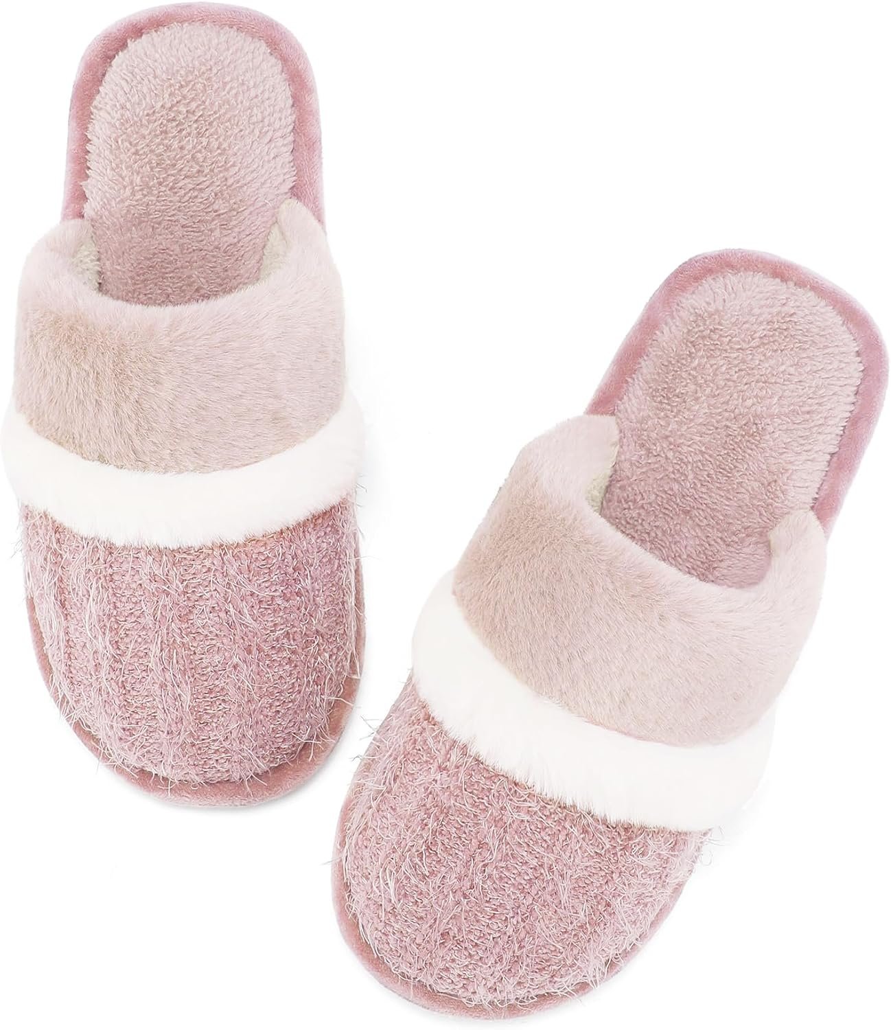 714Mweo0WuL._AC_SL1500_.jpg Women Fuzzy Memory Foam Slippers Warm Gifts Trendy House Slippers Anti-Skid Rubber House Shoes for Women Mom Girlfriend Indoor Outdoor - Image 1