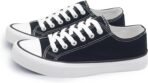 Women Canvas Shoes Low Top and Lace up Fashion Casual Sneakers Black and White Classic