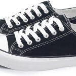 Women Canvas Shoes Low Top and Lace up Fashion Casual Sneakers Black and White Classic