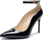 Women Closed Toe Pointed Toe High Heels Pumps 4IN Stiletto Heels for Women Ankle Strap Dress Wedding Shoes