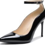 Women Closed Toe Pointed Toe High Heels Pumps 4IN Stiletto Heels for Women Ankle Strap Dress Wedding Shoes