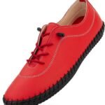 Women’s Fashion Sneakers - Light and Comfortable Leather Flat Sneakers for Everyday e - Breathable Tennis Shoes with Soft Insoles