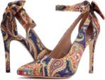 Women High Heels Bow Tie Back Sexy Stiletto Ankle Strap Wedding Dress Pumps Shoes