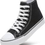 Women High Top Canvas Sneakers,Lace-up Canvas Shoes,Casual Tennis Walking Shoes