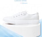 Women  Fashion Sneaker White Color Washed and Leopard Canvas Slip on Shoes - Image 2
